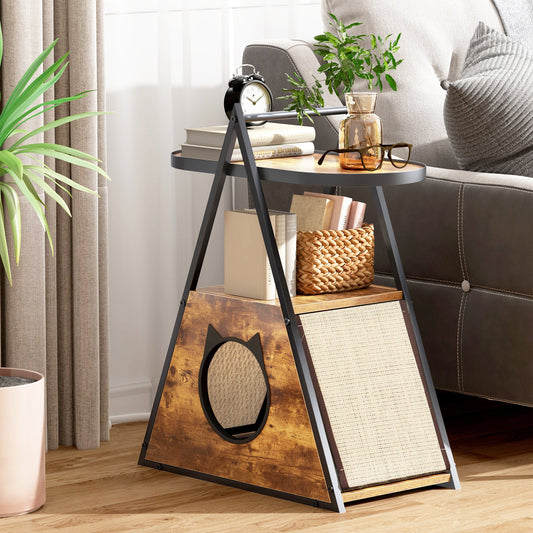 Cat house,end table.Wood cat condo black vintage pet furniture - Detail Angle 2 | Majestic Pet Kingdom
