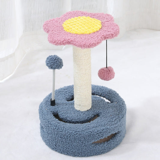 Cat Tree Multifunctional Sisal Scratching Post with Teaser Toy
