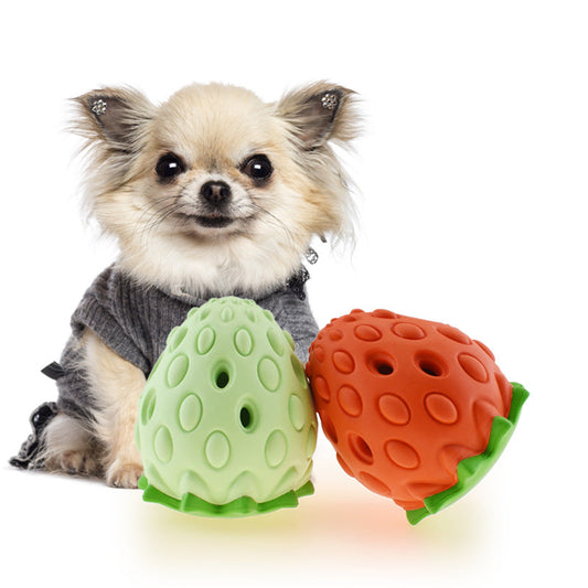 Chew-Resistant Strawberry Food Dispenser Toy