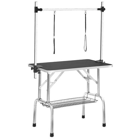 36" Professional Dog Pet Grooming Table Adjustable Heavy Duty Portable w/Arm & Noose & Mesh Tray - Detail Angle 2 | Majestic Pet Kingdom