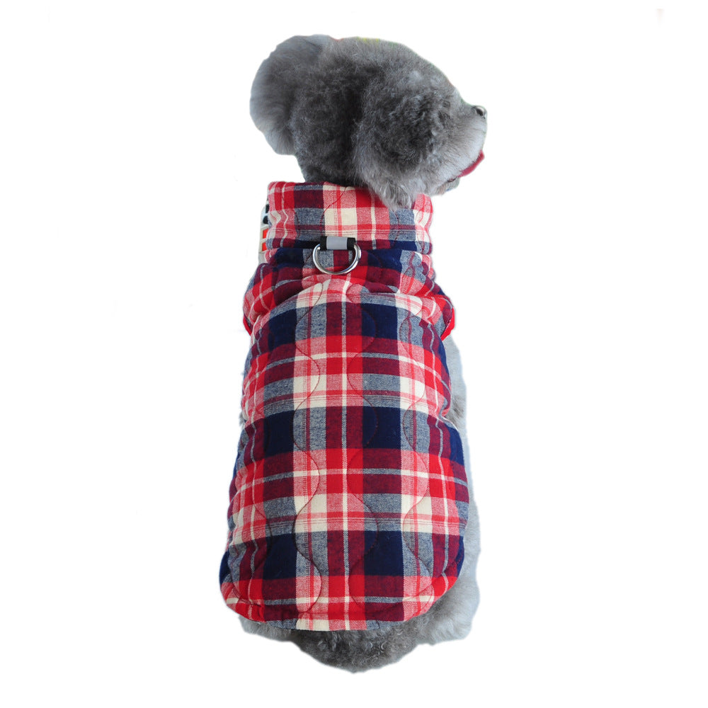 Winter Pet Dog Clothes Heavy Cotton Pet Clothes Jacket Plaid Zipper Down Jacket Pets Supplies - Majestic Pet Kingdom