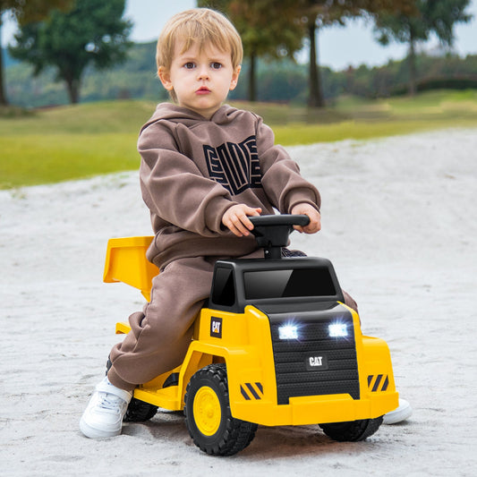 6V Electric Licensed Caterpillar Construction Vehicle with One-Button Start-Yellow | Purrfect Pet Kingdom