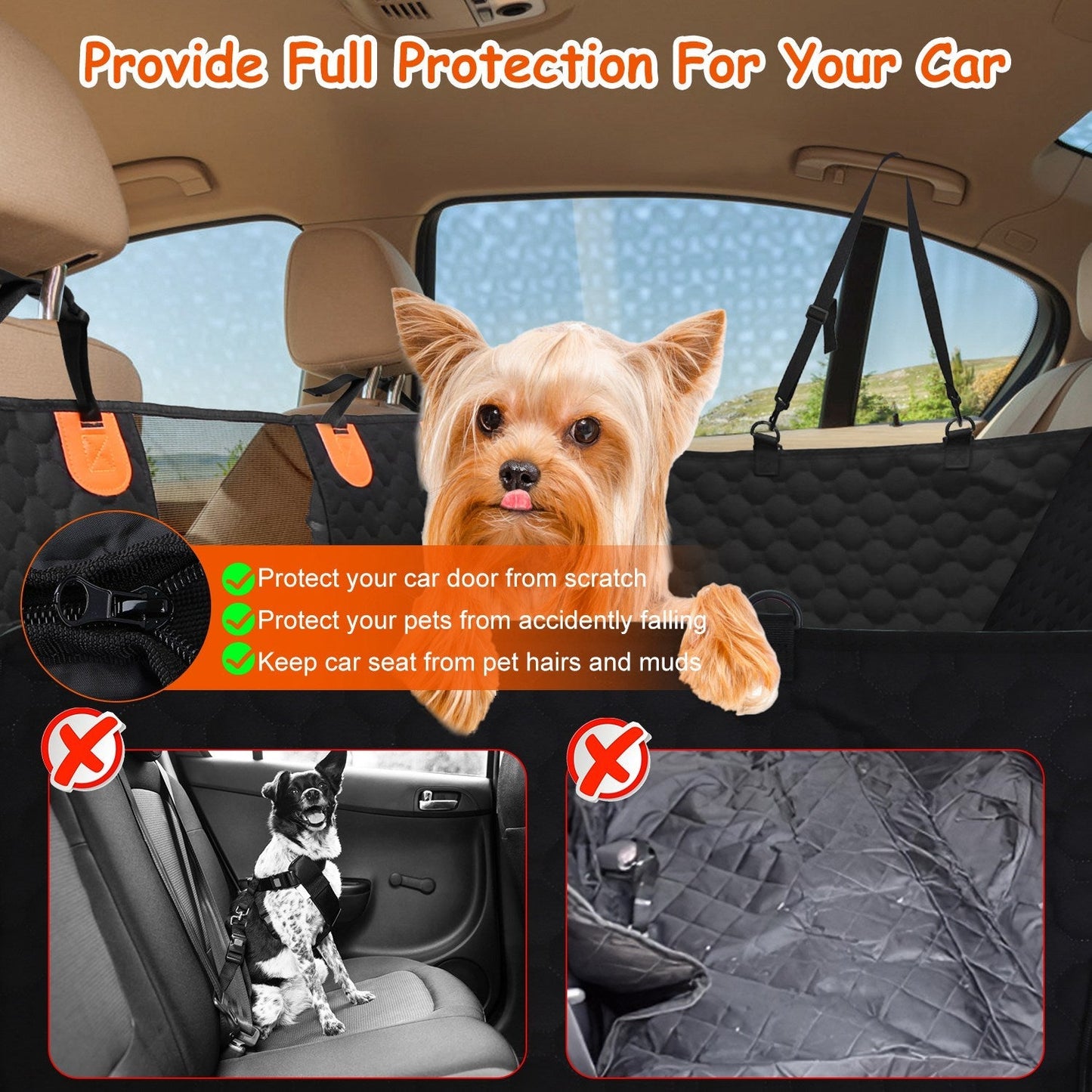 Dog Car Seat Cover Waterproof 600D Oxford Mesh Window Hammock - Detail Angle 7 | Majestic Pet Kingdom