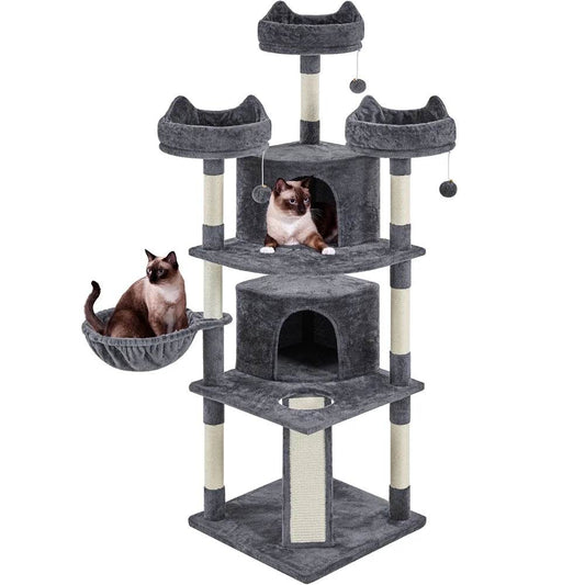 Renwick 69in Large Cat Tree Tower with Condos & Scratching Board - Dark Gray - Majestic Pet Kingdom