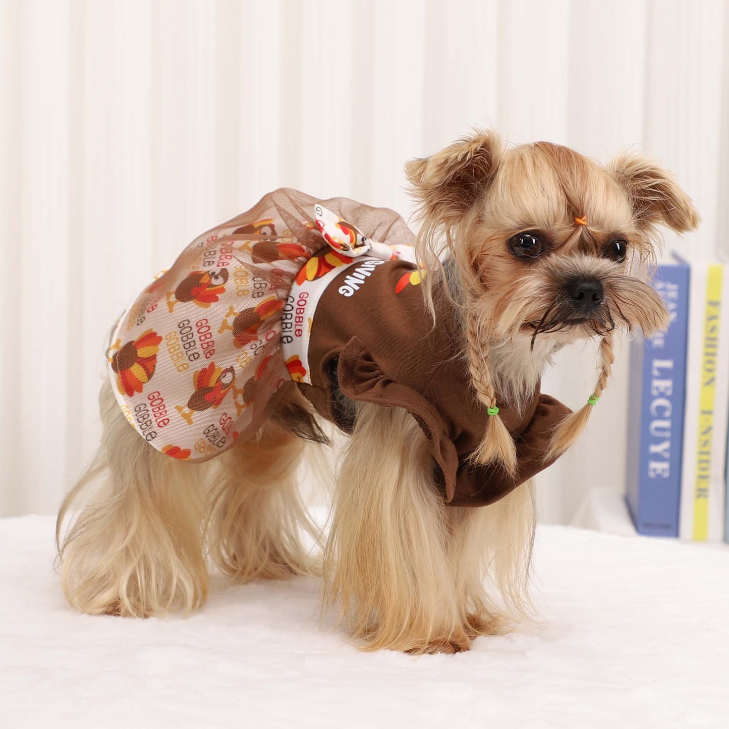 Sebaoyu Thanksgiving Dog Dress Brown Small Size