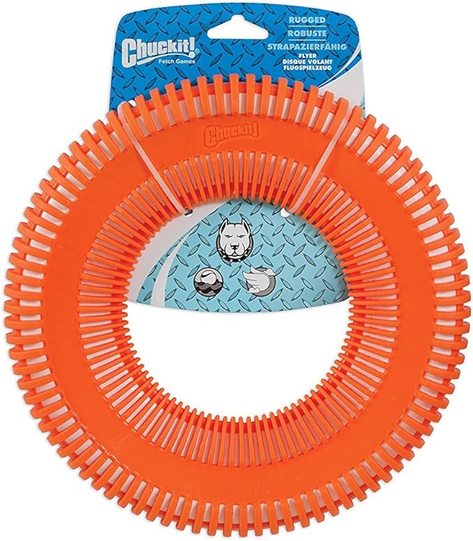 Dog Frisbee Chuckit Rugged Flyer Heavy Duty Rubber Disc Larg