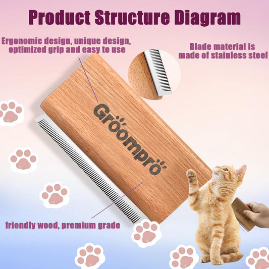 Groompro Deshedding Brush Dog & Cat Hair Removal Tool L 5.3 inch - Detail Angle 2 | Majestic Pet Kingdom