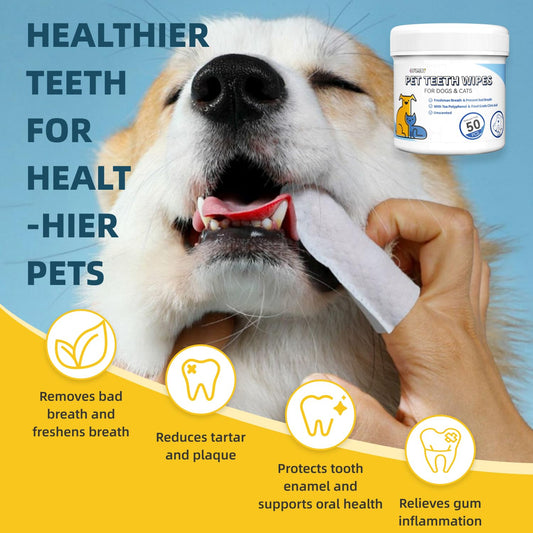 Opdent Dog Teeth Cleaning Wipes No-Rinse Dental Finger Wipes 50 pcs Unscented - Detail Angle 2 | Majestic Pet Kingdom