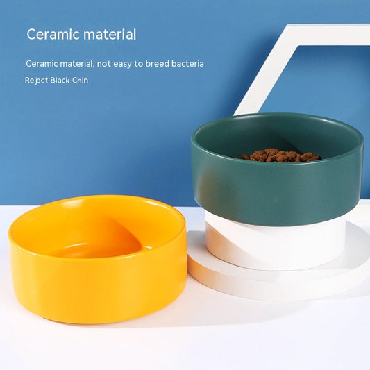 Dog Bowl Ceramic Minimalist Simple Solid Color Food Dish Mat - Main Feature View | Majestic Pet Kingdom
