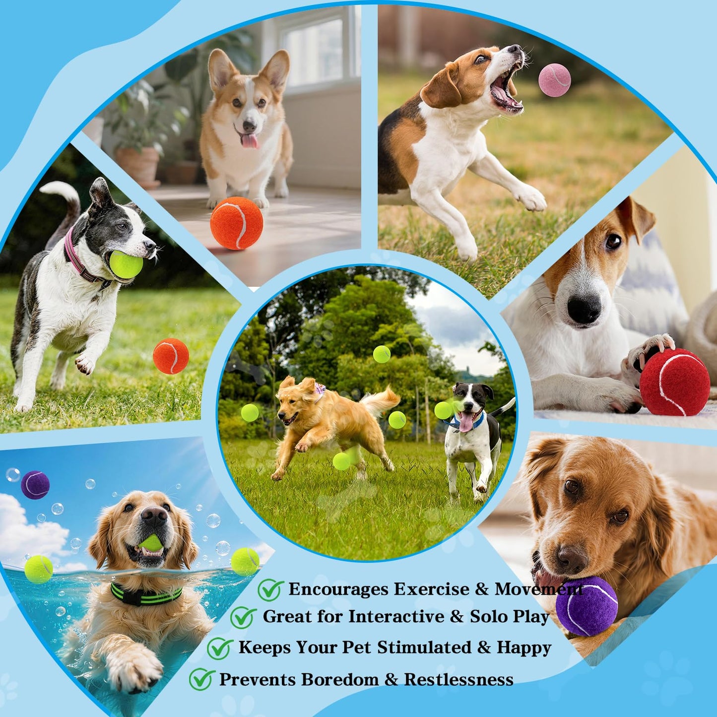Dog Balls for Fetch High Bounce Durable Rubber Tennis Balls
