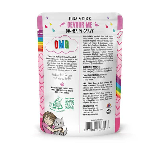 BFF OMG Adult Devour Me Tuna and Duck Cat Wet Pouch (3oz) - Majestic Pet Kingdom