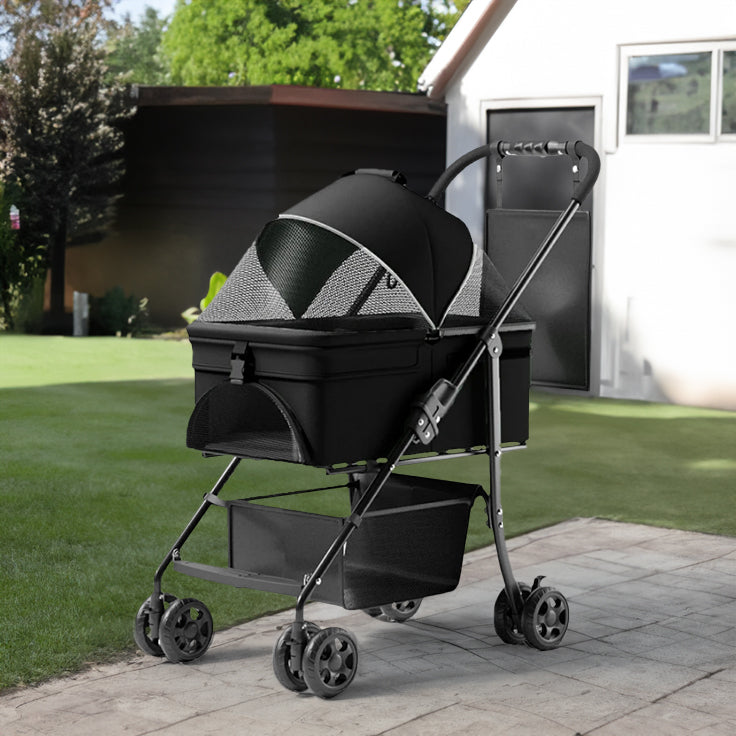 2-in-1 folding dog cart, pet folding cart, four-wheel dog/ca