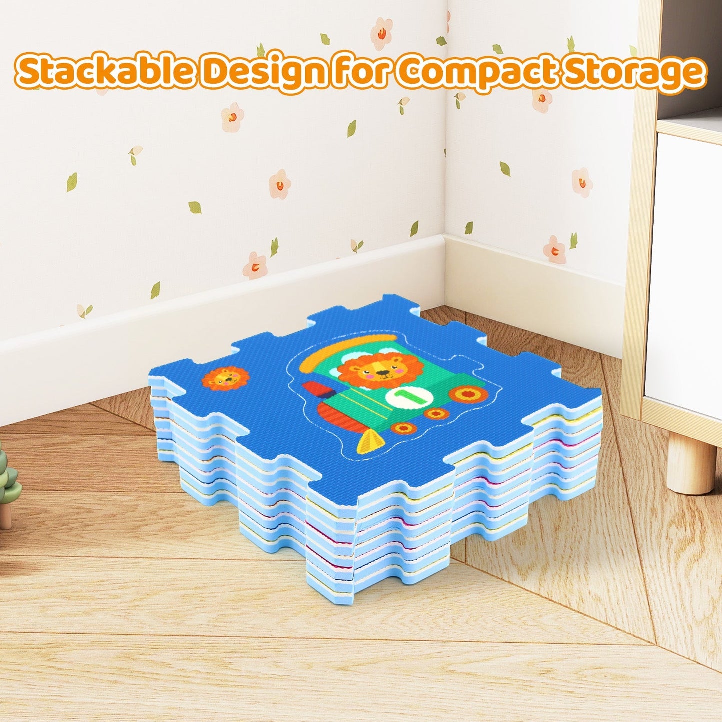 8-Piece Interlocking Baby Floor Puzzle Tiles with Educational Numbers | Purrfect Pet Kingdom