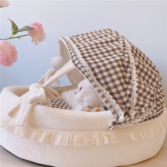 Cat Bed Rocking Cradle Lattice Canvas Four Seasons Lounge Bed