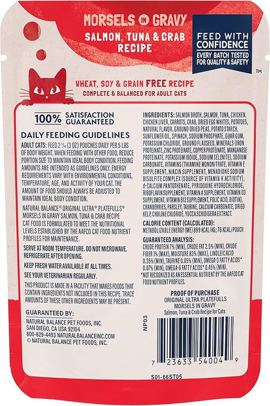 Natural Balance Cat Pouch Platefulls Salmon, Tuna, Crab (3oz) - Majestic Pet Kingdom