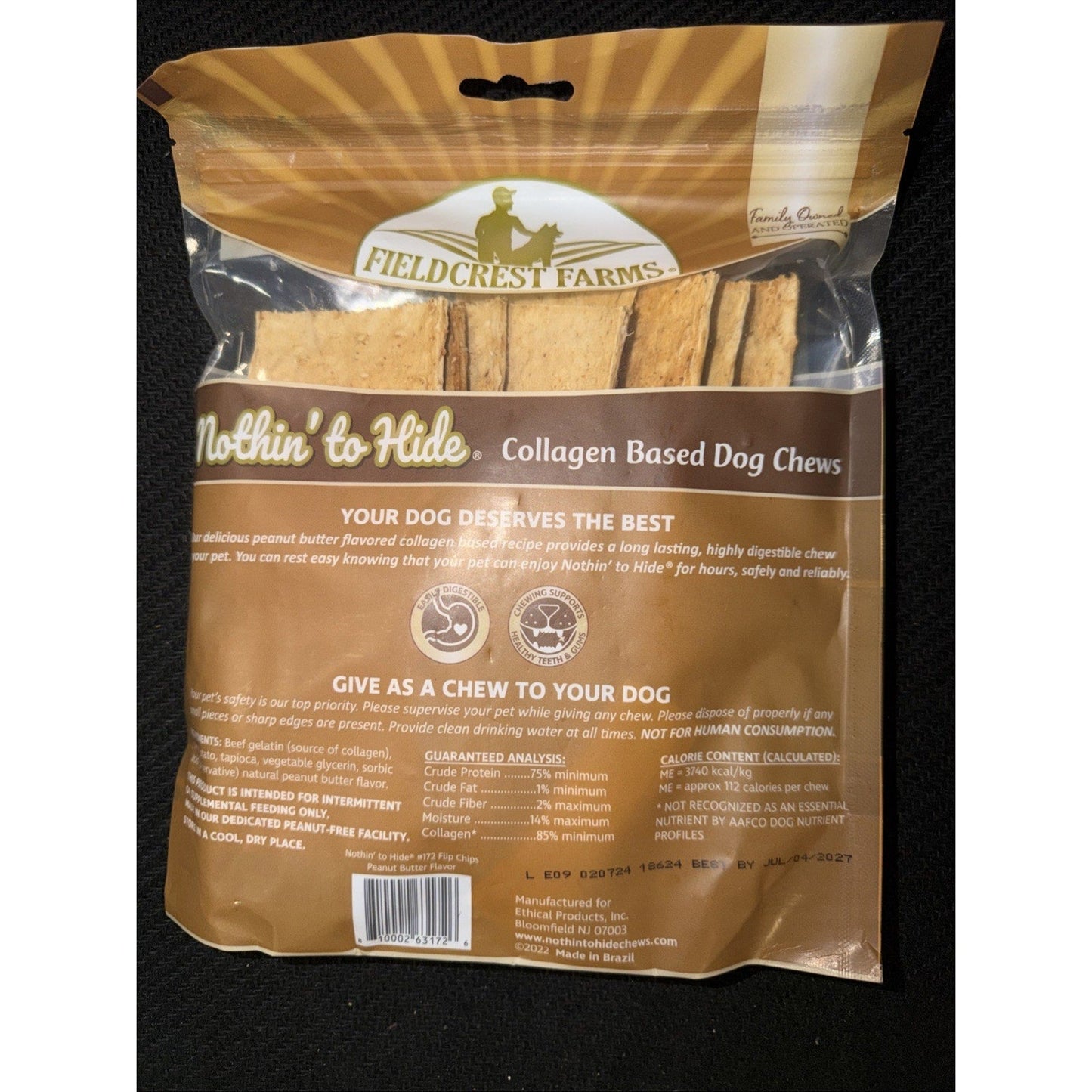 Dog Chews Nothin To Hide Peanut Butter Flip Chips Chews 10-Pack - Detail Angle 2 | Majestic Pet Kingdom