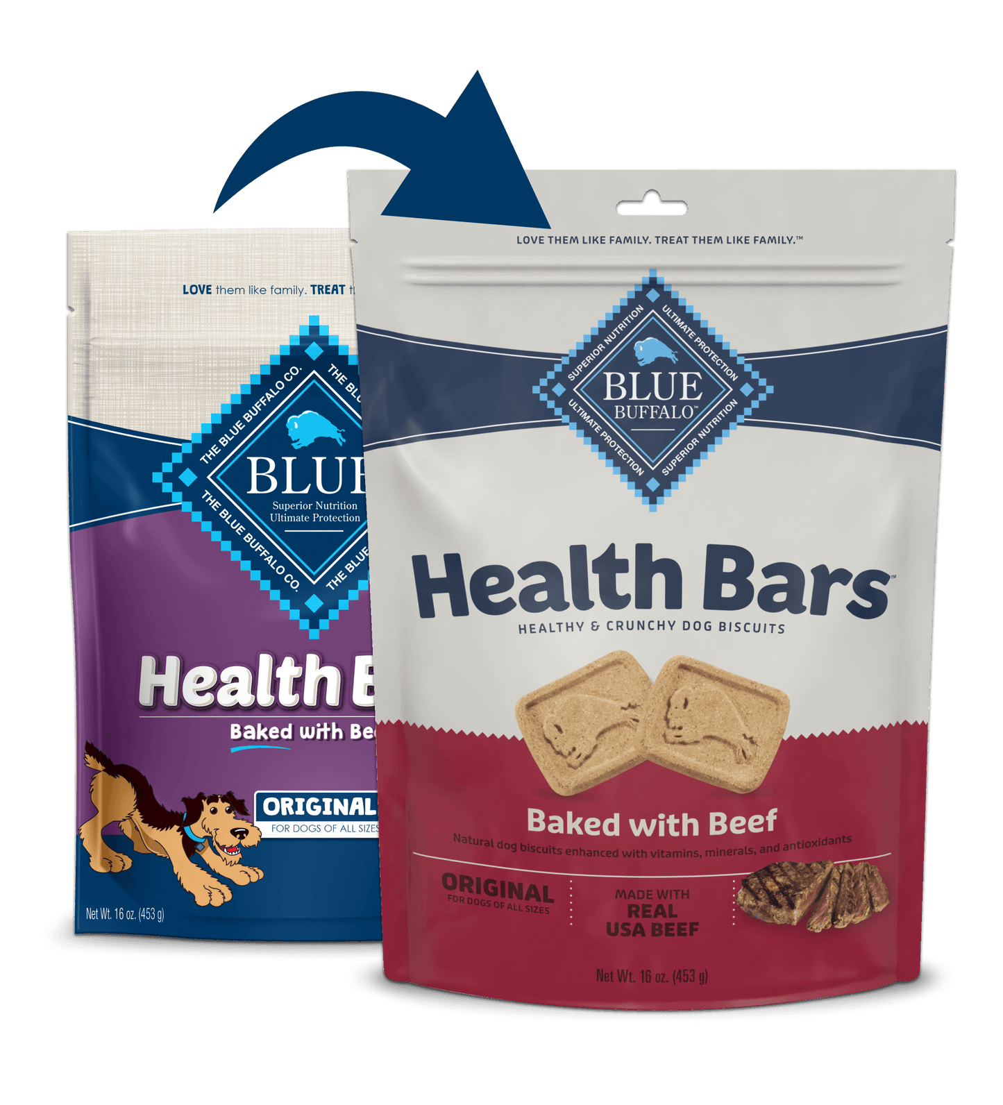 Dog Treats Blue Buffalo Health Bars Beef Crunchy Biscuits 16