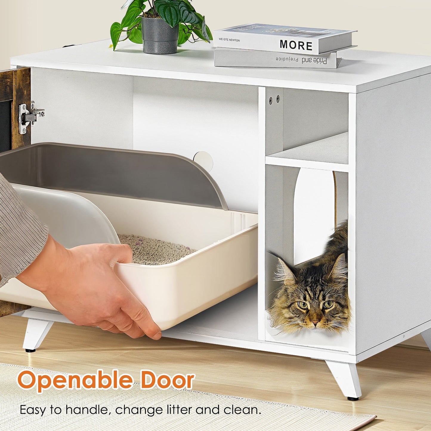 Hidden Cat Litter Box Enclosure - Furniture with Scratch Pad