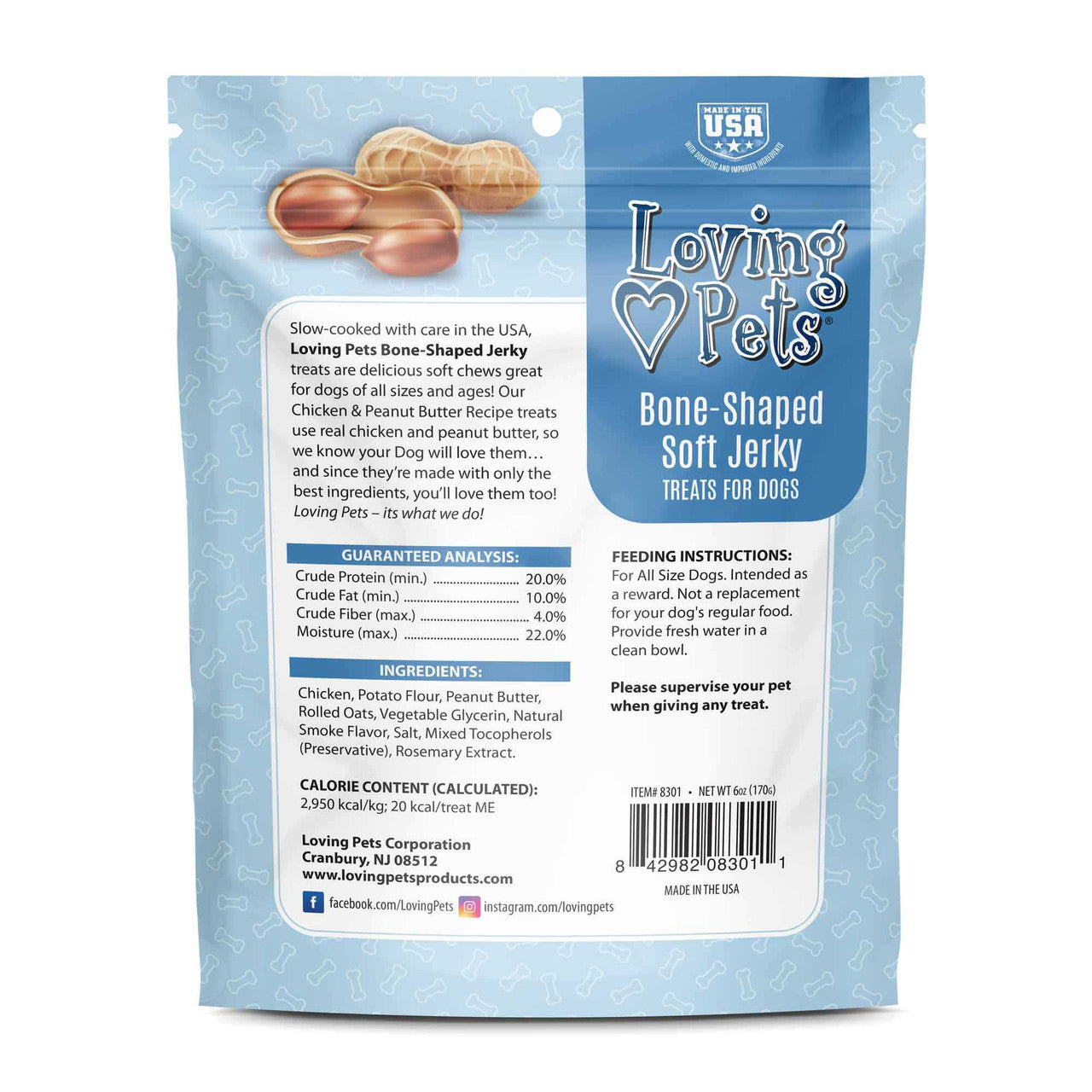Dog Treats Loving Pets Soft Jerky Chicken Cheese Chews 6oz