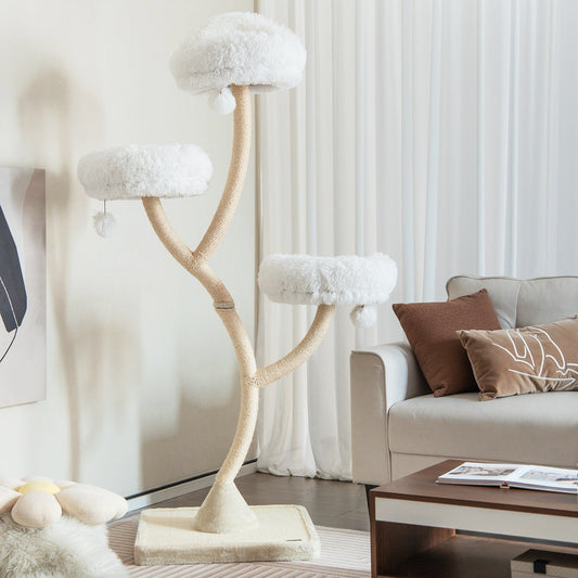 70 Inch Tall Cat Tree 4-Layer Cat Tower with 3 Perches and Dangling Balls | Purrfect Pet Kingdom