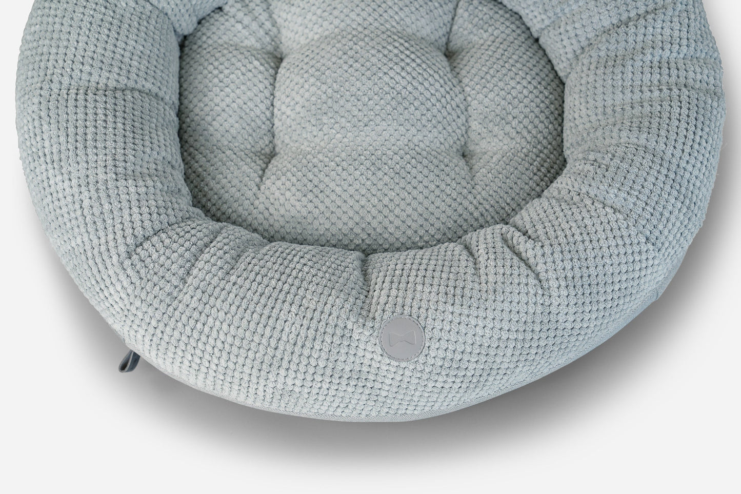 Dog Bed Faux Fur Donut Bolster Calming Washable Gray Mat
