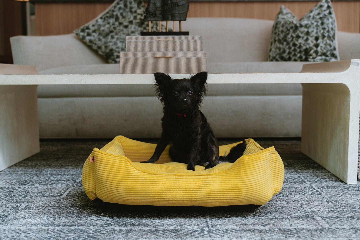 Dog Bed Corduroy Sleeper Sunny Yellow Soft Lounger Cushion