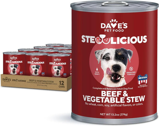 Dave's Stewlicious Beef & Vegetable Stew For Dogs (13.2oz) - Majestic Pet Kingdom