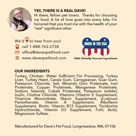 Dave's 95% Premium Meats™ Turkey & Chicken For Dogs (12.5oz) - Majestic Pet Kingdom