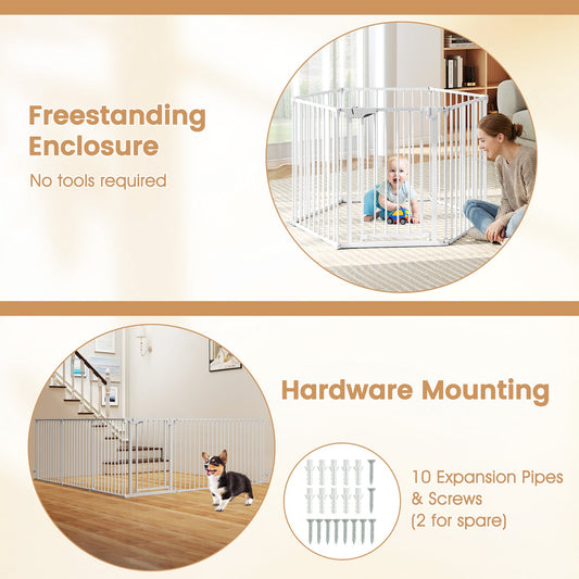 Extra Wide Baby Gate Fits 34.5-154" Openings 6-Panel Adjustable Pet Safety Fence | Purrfect Pet Kingdom