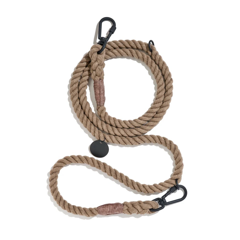 Dog Leash Found My Animal Black Natural Rope Adjustable Larg
