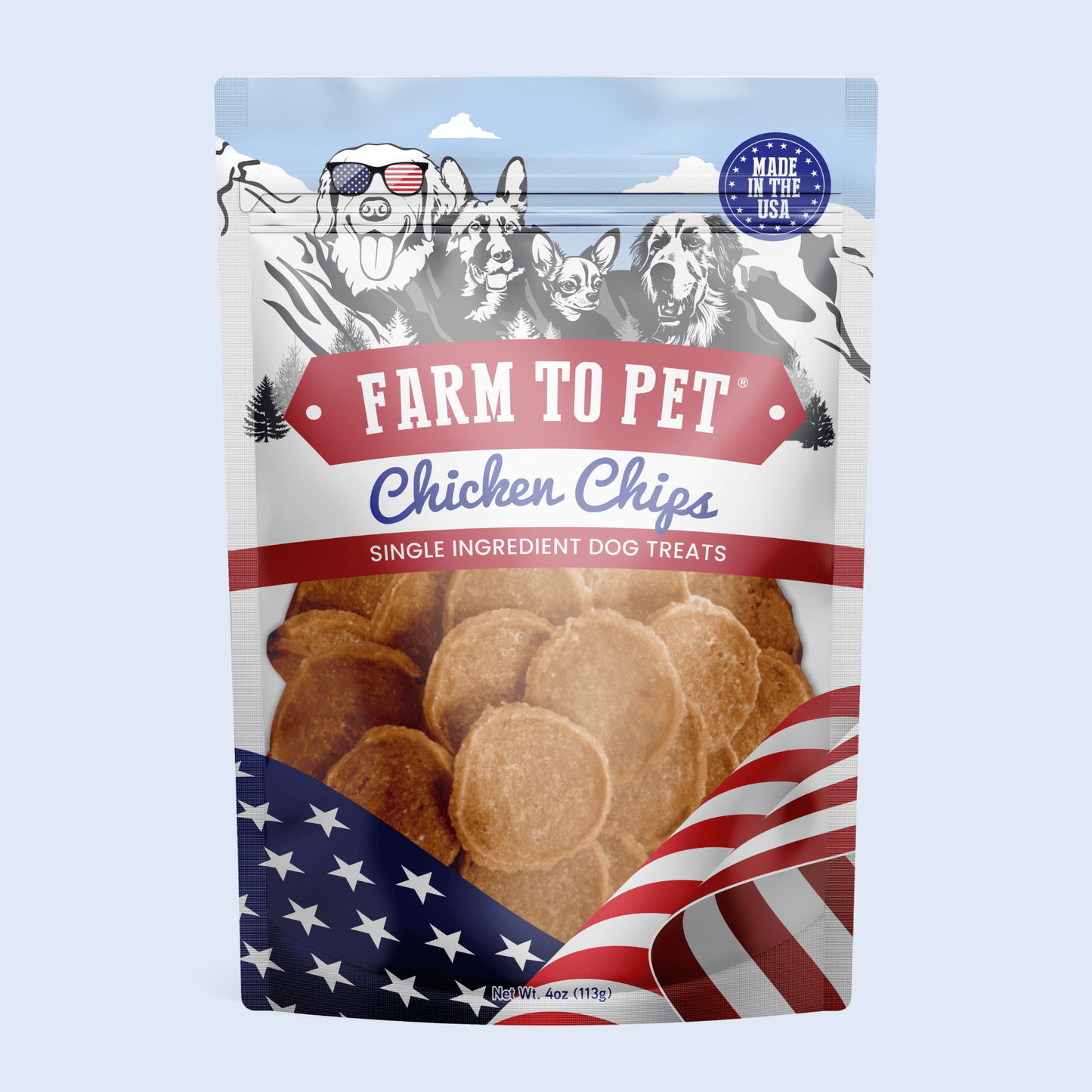 Dog Treats Americana Chicken Chips USA Made Natural Snacks