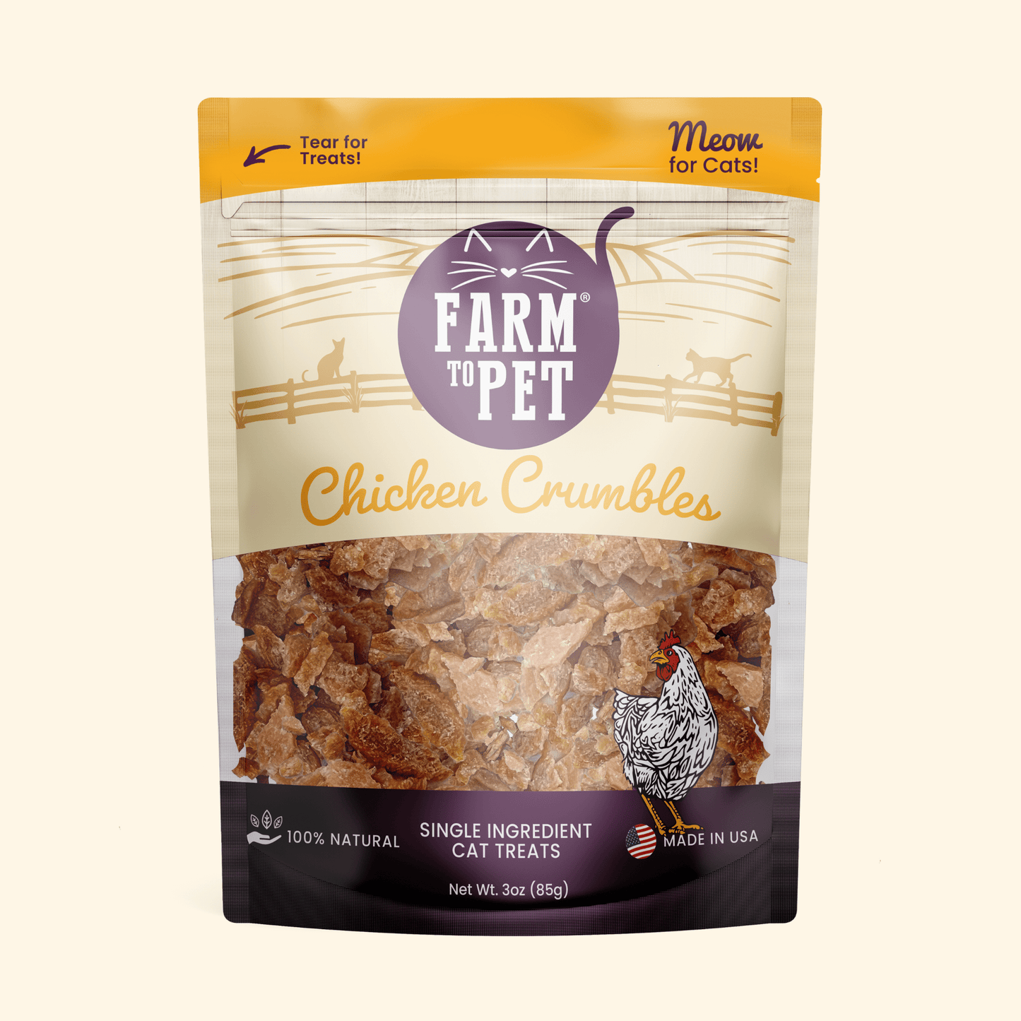 Cat Treats Chicken Crumbles Single-Ingredient Chews 3oz Pouc