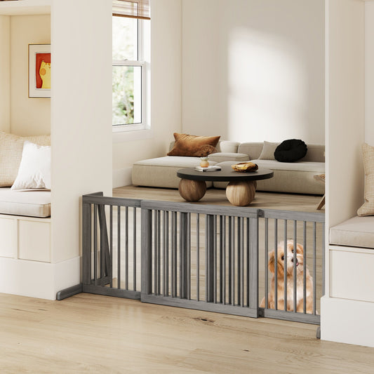Adjustable 3-Panel Wood Pet Gate - Foldable Dog Fence | Purrfect Pet Kingdom