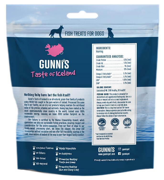 Dog Treats Gunnis Whole Icelandic Herring Natural Chews 3oz