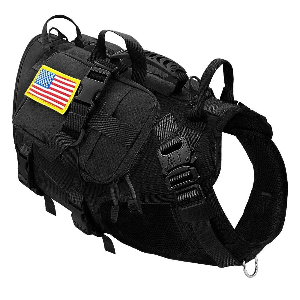 Tactical Dog Harness Military No Pull Pet Harness Vest For Medium Large Dogs Training Hiking Molle Dog Harness With Pouches | Purrfect Pet Kingdom