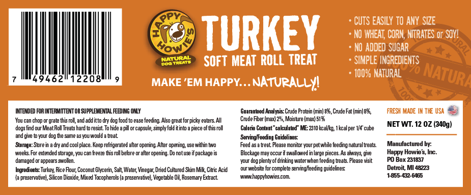 Dog Treats Happy Howies Turkey Gourmet Meat Roll Chew 12oz