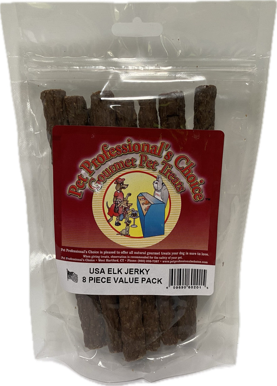 Dog Treats Pet Professionals Choice USA Elk Jerky Chews 8-Pa