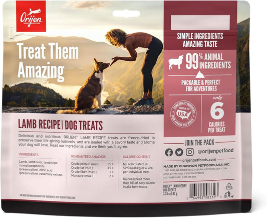 Dog Treats Orijen Grass-Fed Lamb Freeze-Dried Snacks 3.25oz - Detail Angle 2 | Majestic Pet Kingdom