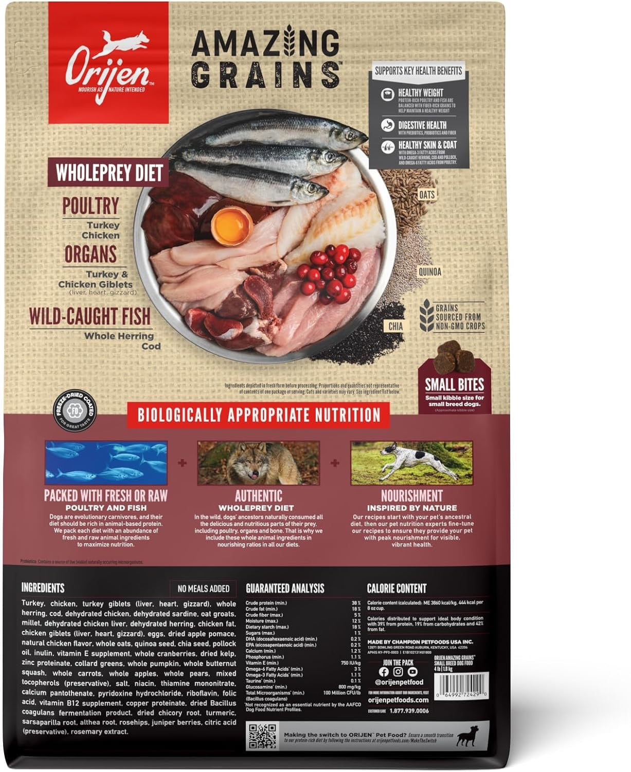 Dog Food Orijen Amazing Grains Small Breed High Protein Bag
