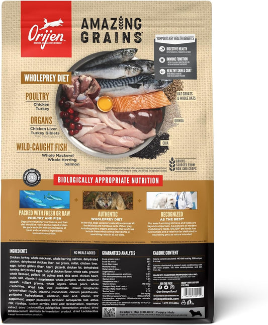 Dog Food Orijen Amazing Grains Puppy High Protein Dry Kibble - Detail Angle 2 | Majestic Pet Kingdom