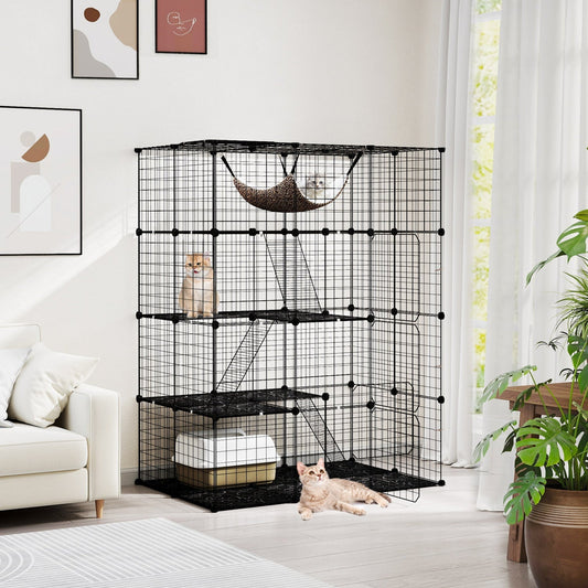 4-Tier Cat Cage with Skylight and Hammock for 1-4 Cats | Purrfect Pet Kingdom