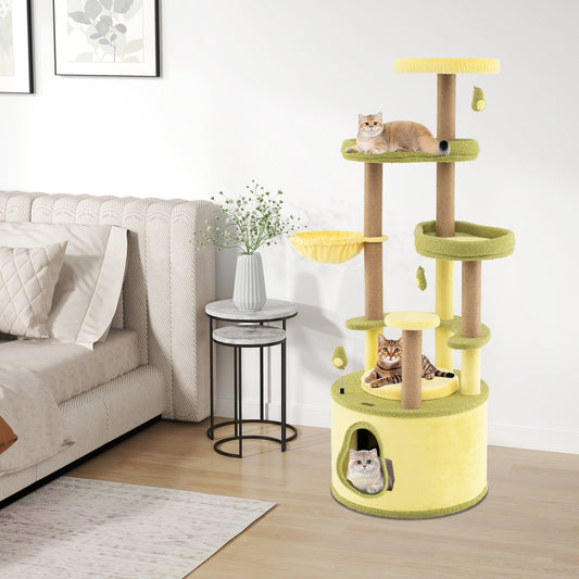 Large Avocado Cat Tree Multi-level Cat Tower with Private Condo-Green - Majestic Pet Kingdom