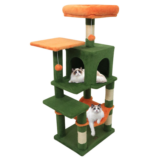Multi-Level Cat Tower with 2-Door Condo and Padded Top Perch | Purrfect Pet Kingdom