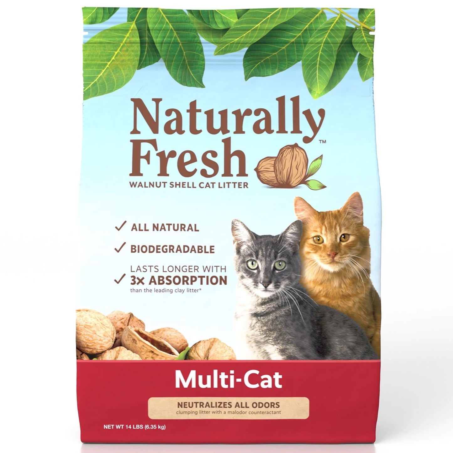 Cat Litter Naturally Fresh Multi-Cat Walnut Clumping 14lb