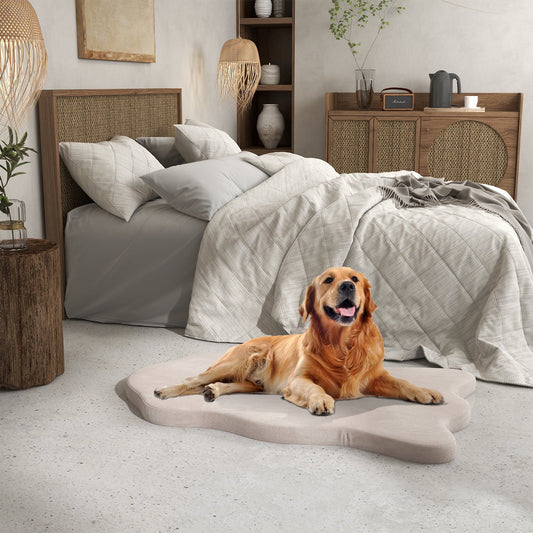 Orthopedic Dog Bed with Memory Foam Support for Large Dogs-Beige | Purrfect Pet Kingdom