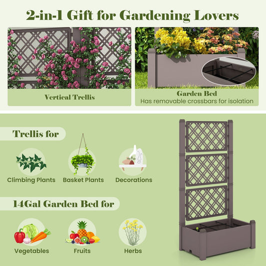 Outdoor Planter Box Self-Watering Raised Garden Bed Trellis with Water Level Indicator | Purrfect Pet Kingdom
