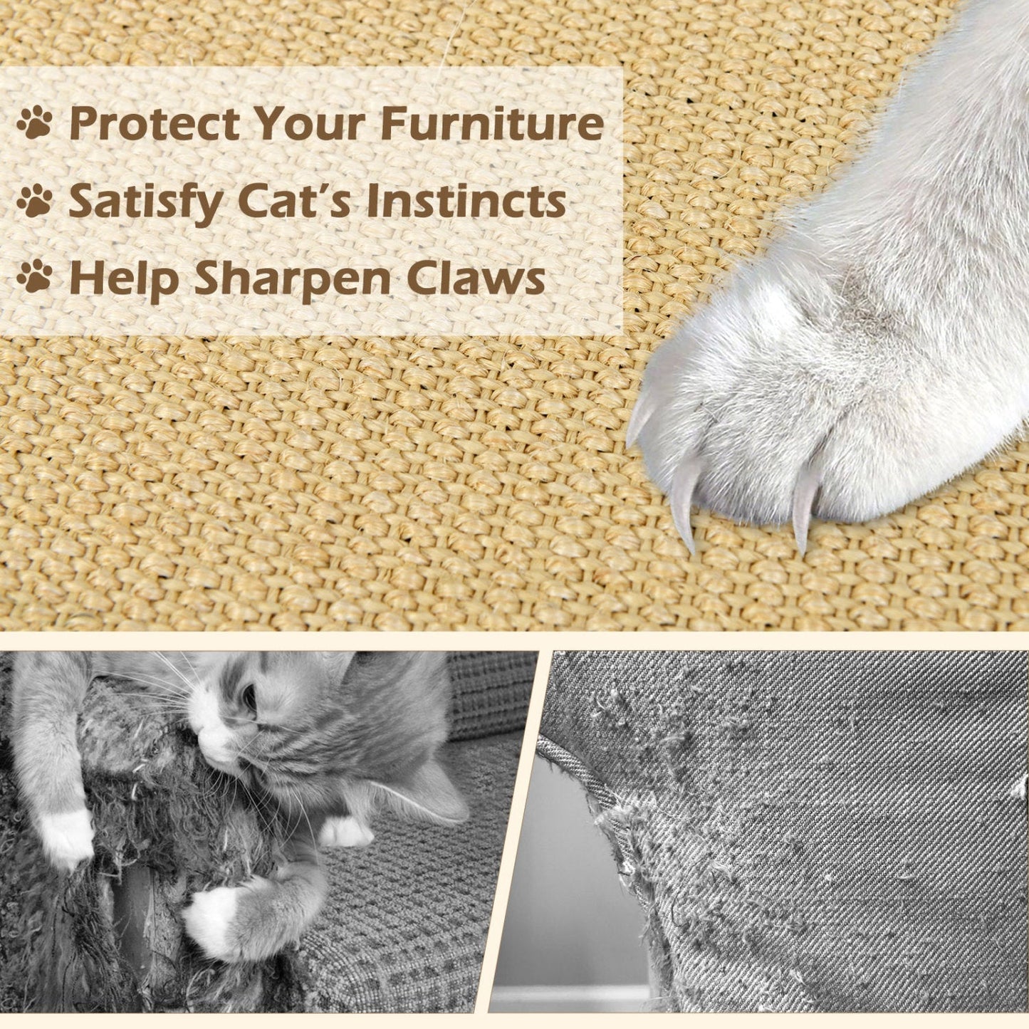 4 Pieces Cat Scratcher Mat Set 32 x 20 Inch Pads for Cats | Purrfect Pet Kingdom