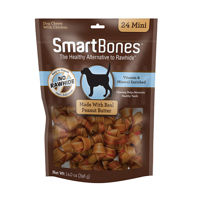 Dog Chews SmartBones Peanut Butter Mini Chewing Bones 24-Pac