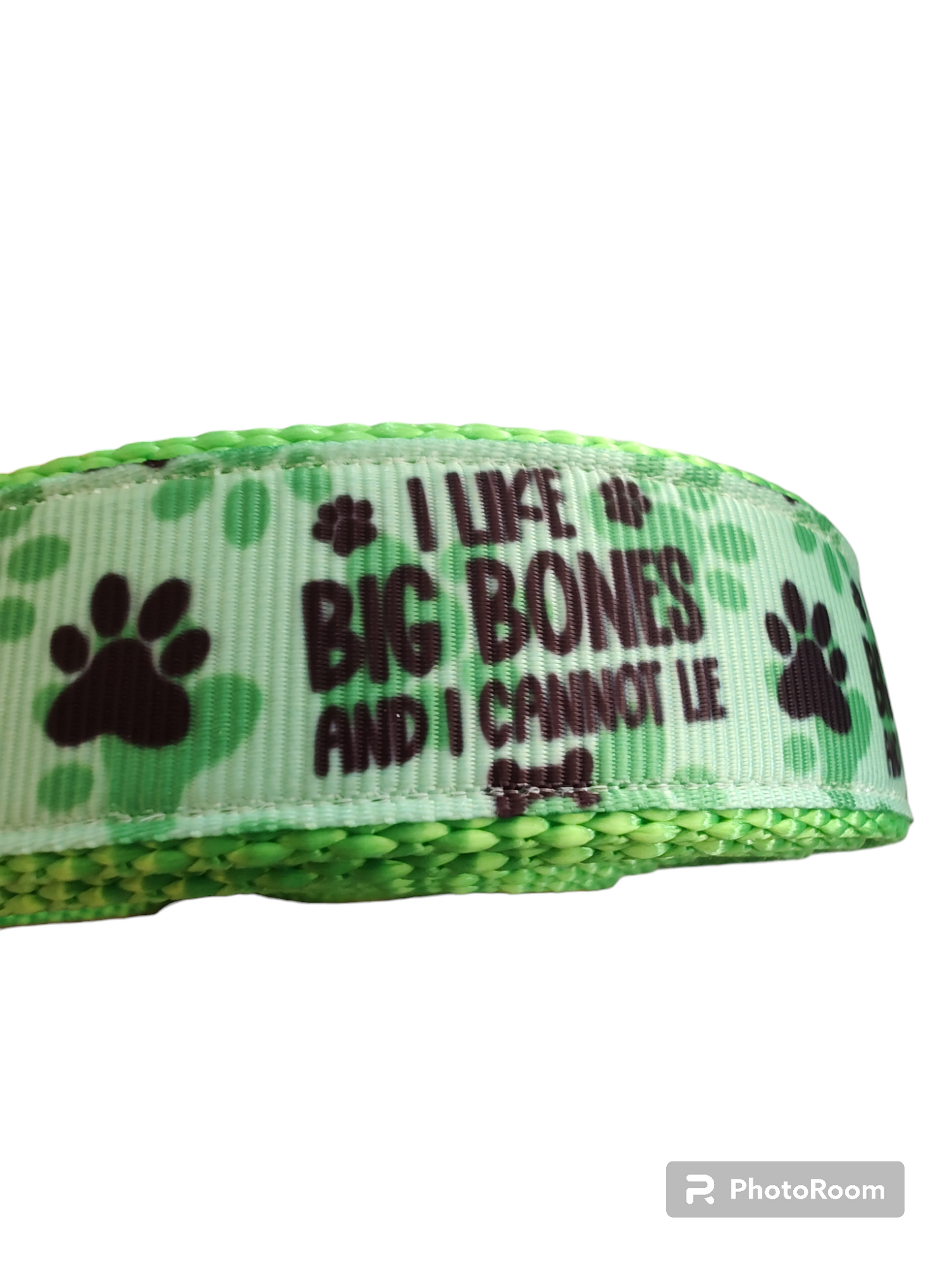 I Like Big Bones And I Cannot Lie Neon Green Nylon Dog Collar MD, LG, XL, Leash | Purrfect Pet Kingdom