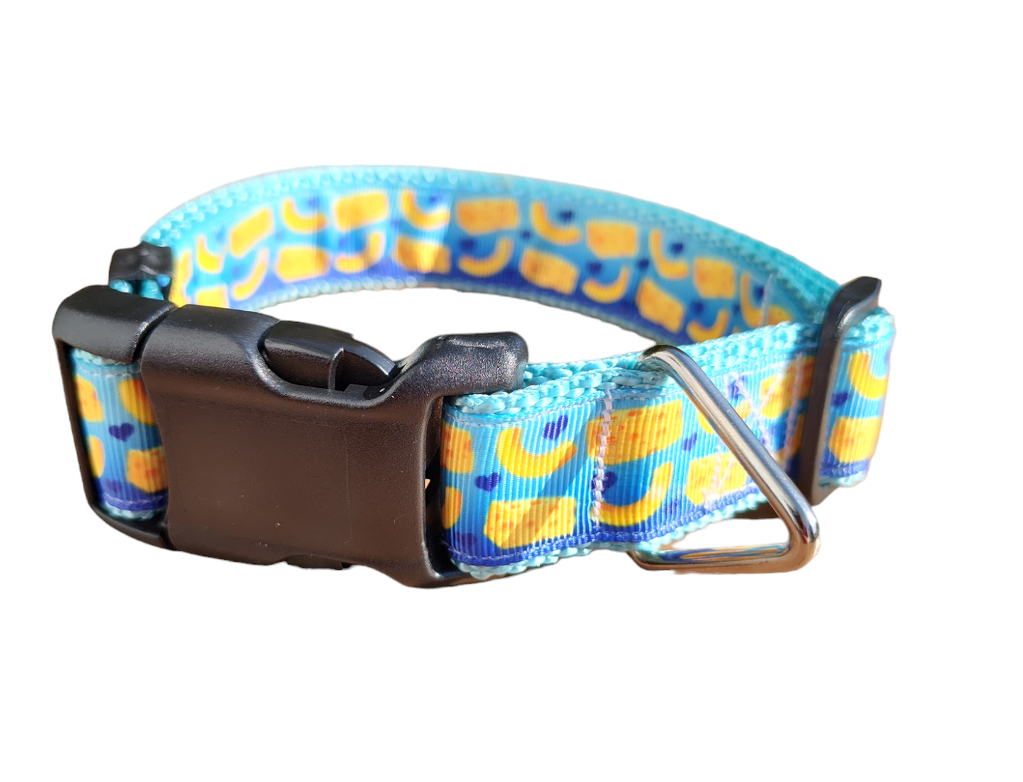 Mac And Cheese Light Blue Nylon Dog Collar MD, LG, XL, Leash, Martingale | Purrfect Pet Kingdom